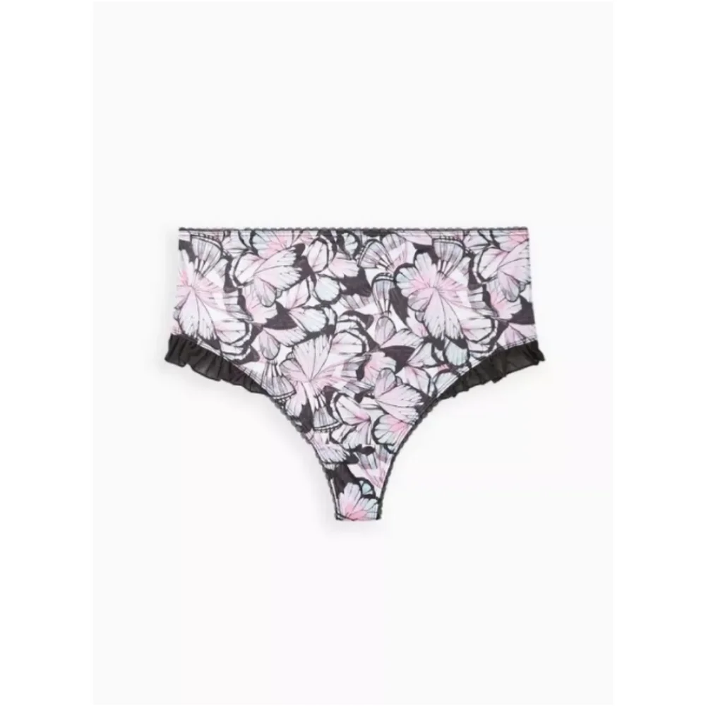 torrid | Satin Ruffle Underwire Bra and Satin Ruffle High-Rise Thong Panty Set - Picture 8 of 10
